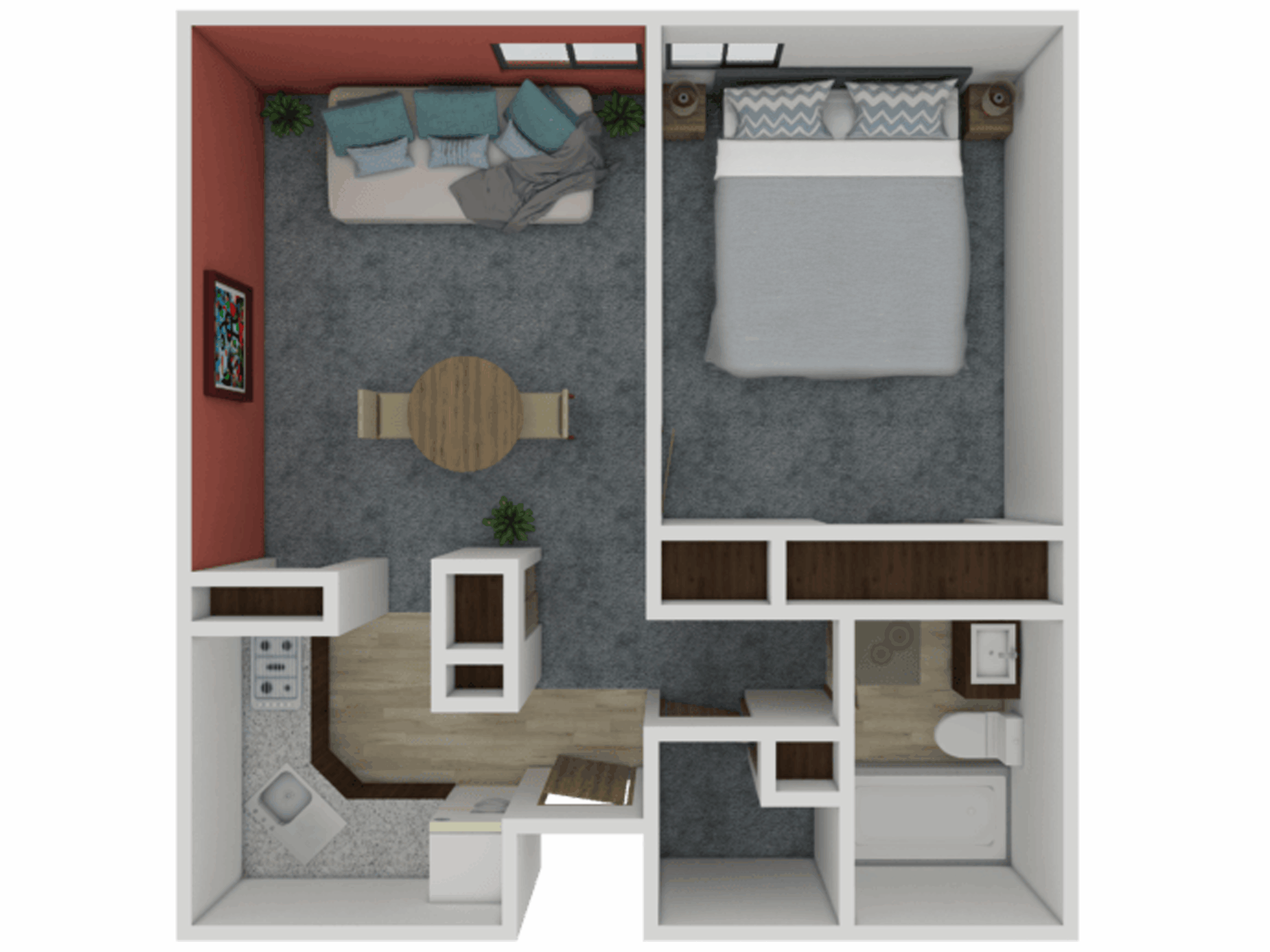 Architectural floor plan of a living unit