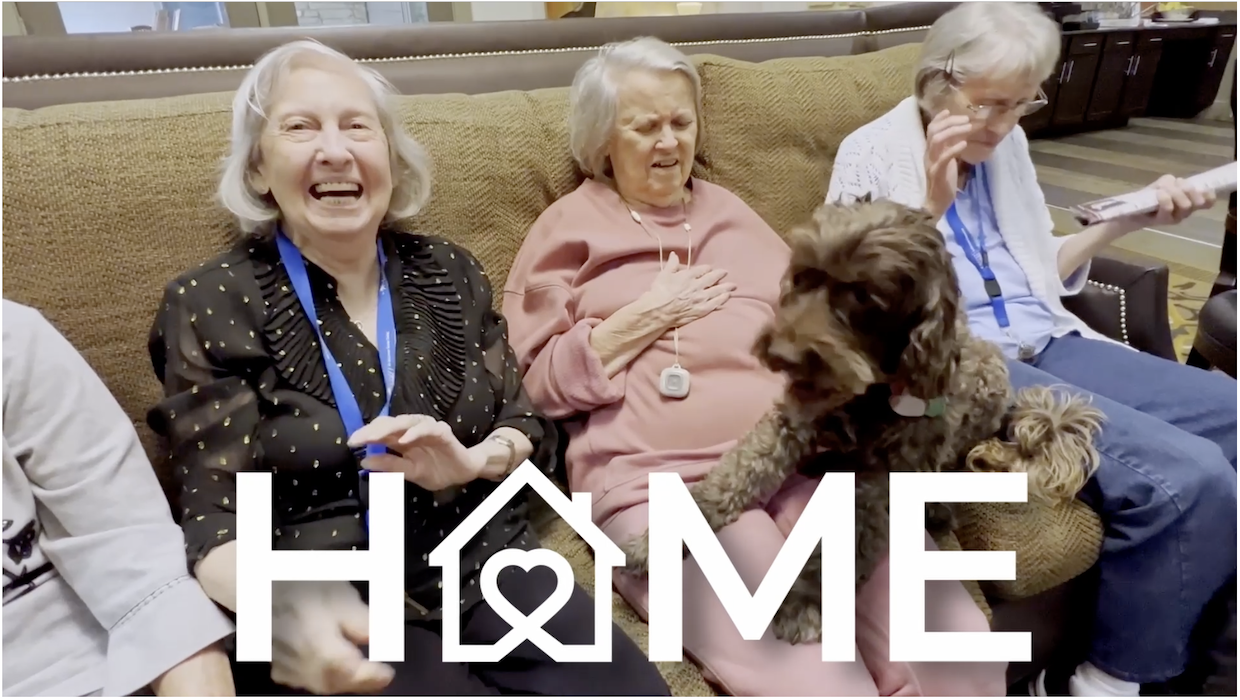 Residents enjoying time together in a cozy lounge
