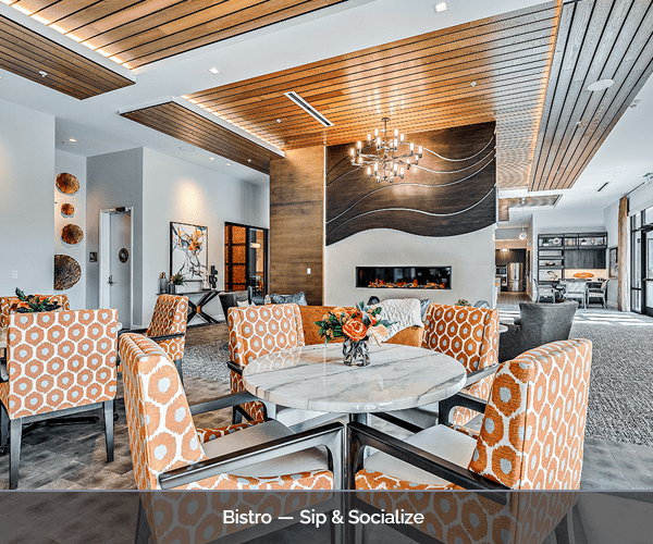Bright and modern common area with seating