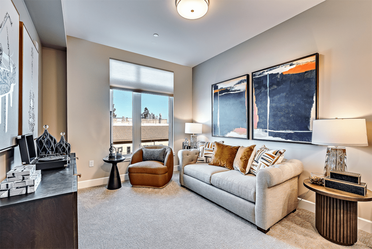 A cozy lounge area with modern decor