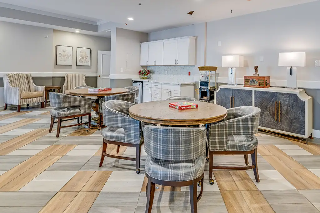 Common area with seating and a game table