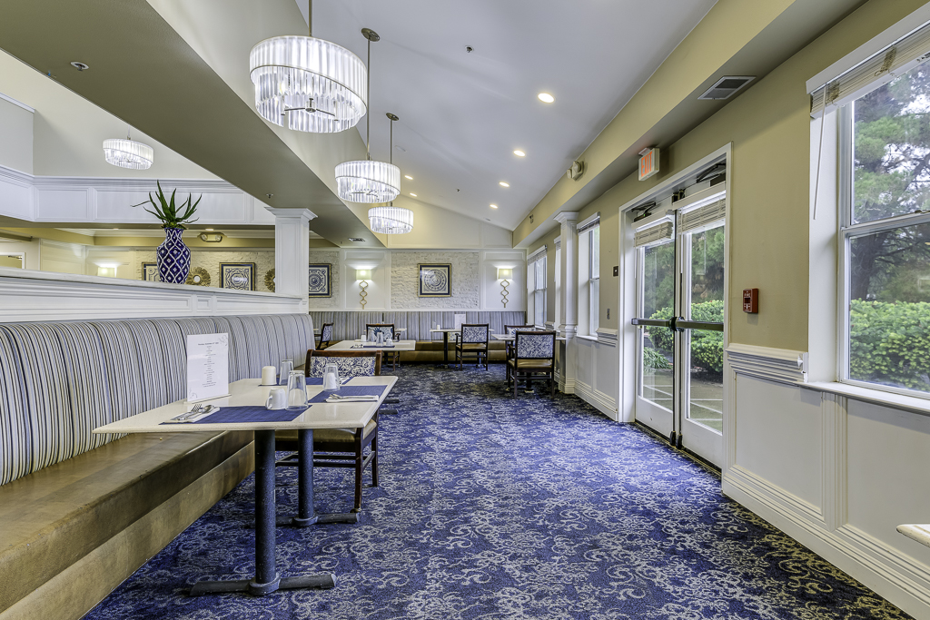 Bright and welcoming common area with seating