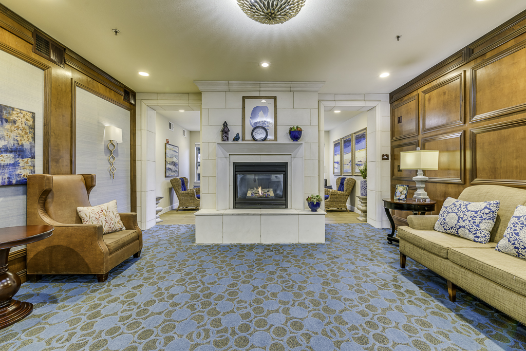 Bright and inviting common area with seating and decor