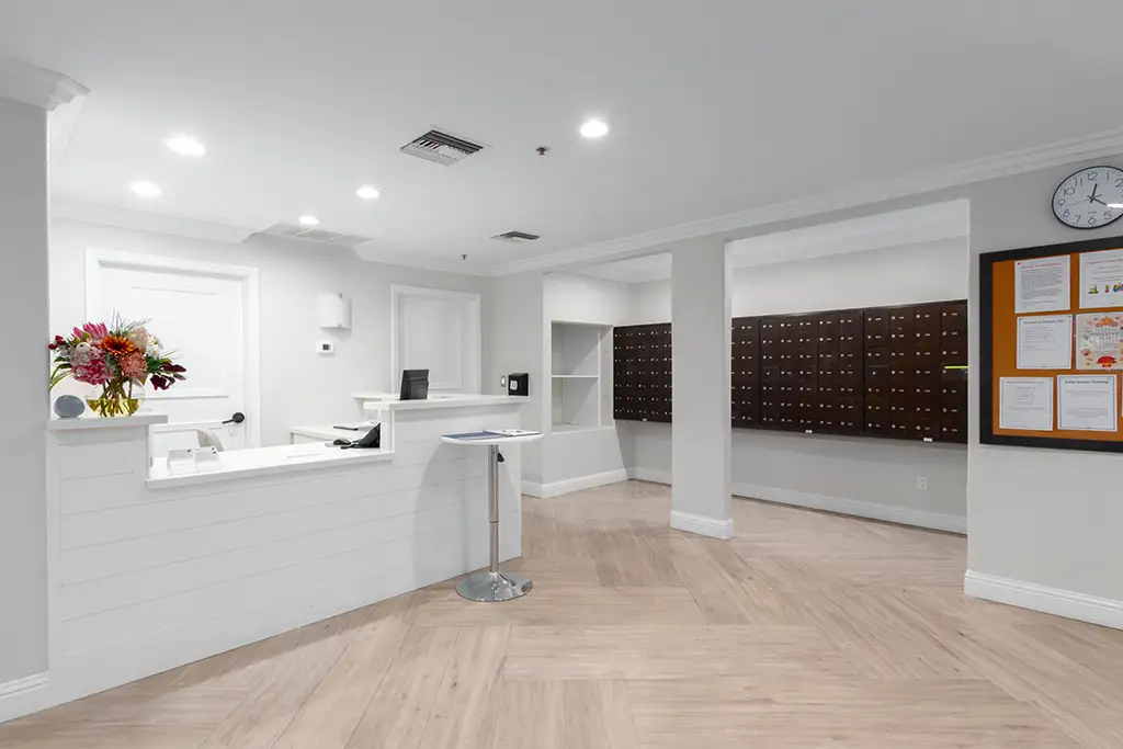 Bright reception area with a modern design