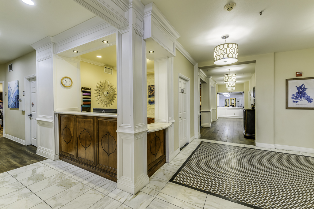 Bright and welcoming lobby area of the facility