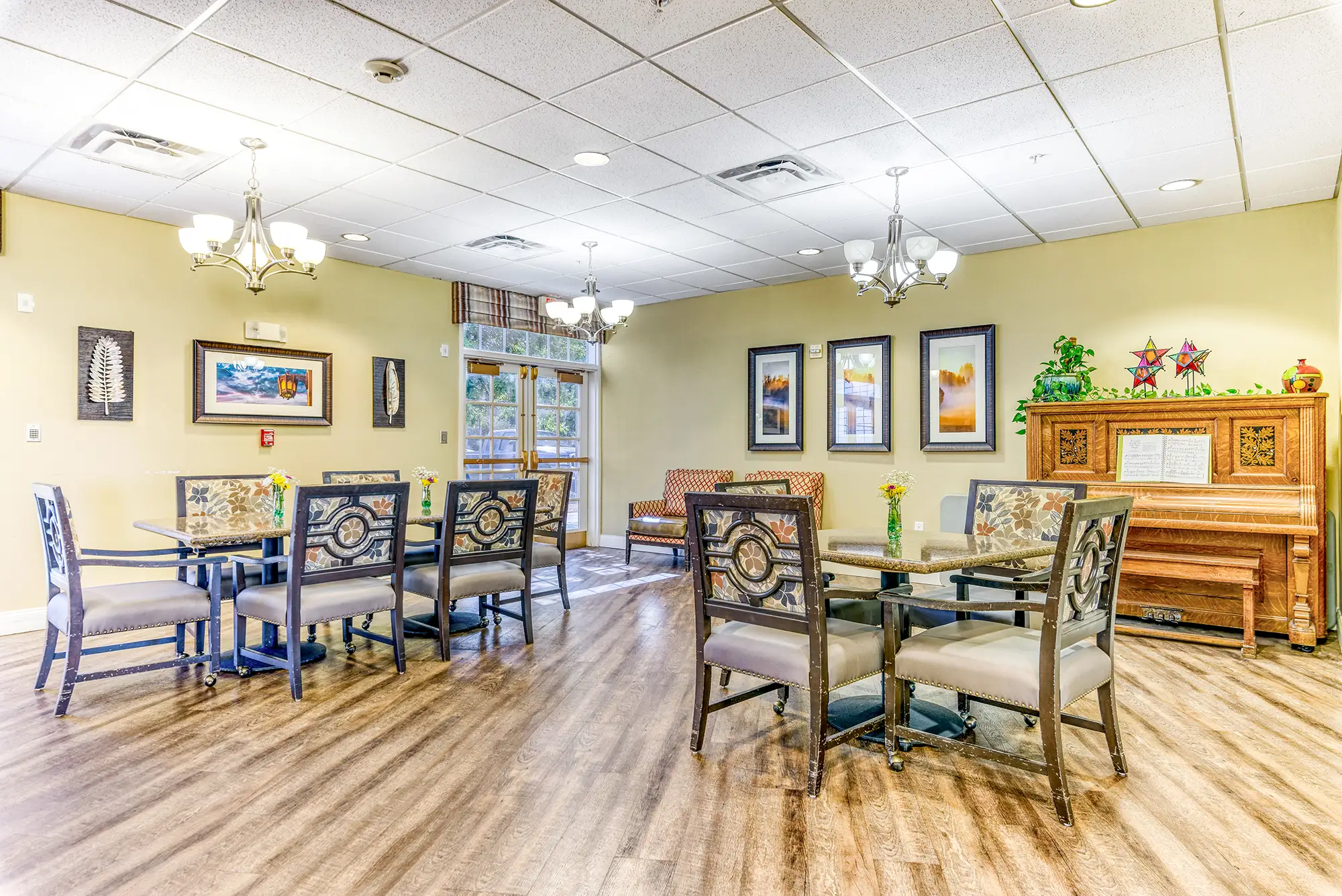 Common area with seating and a piano