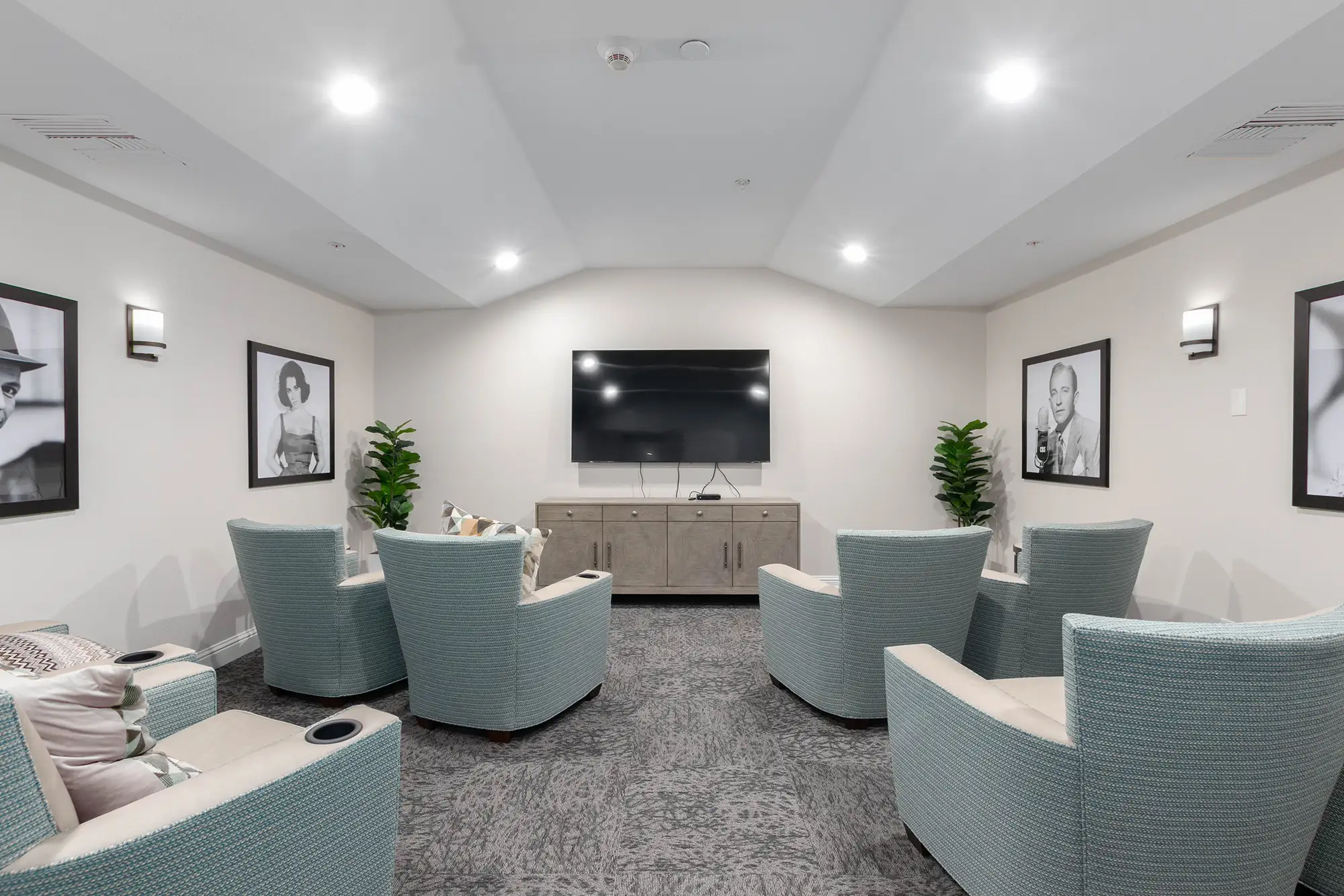 Common area with comfortable seating and TV