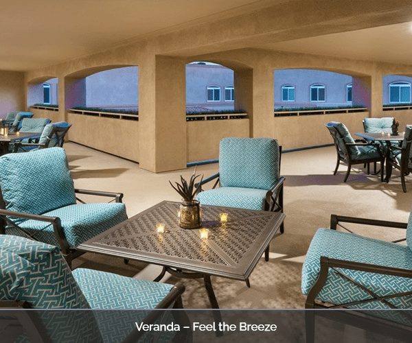 Outdoor seating area with stylish furniture