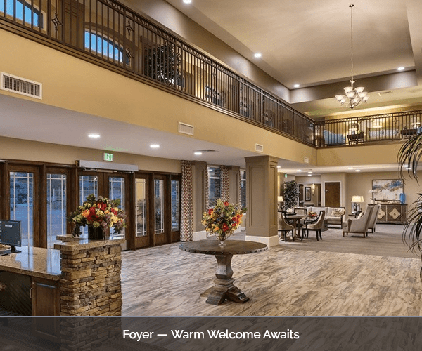Bright and inviting foyer with seating area