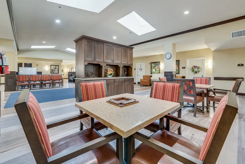 Interior common area with seating and natural light