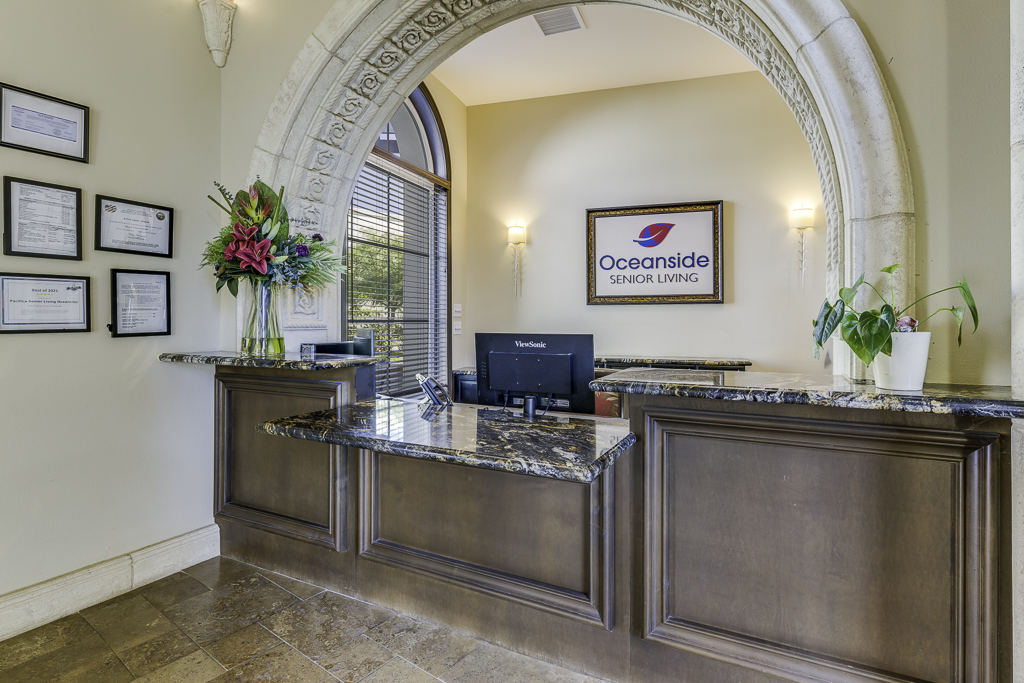 Reception area at Oceanside Senior Living
