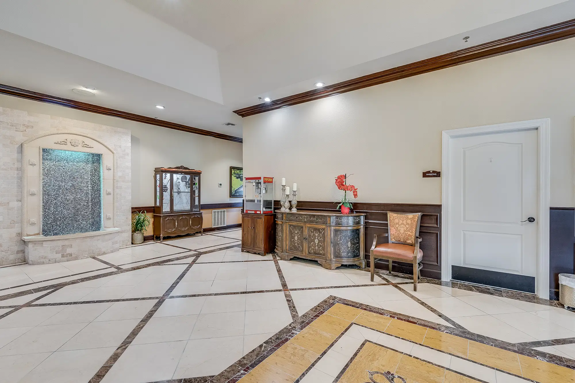 Interior lobby area with decorative features