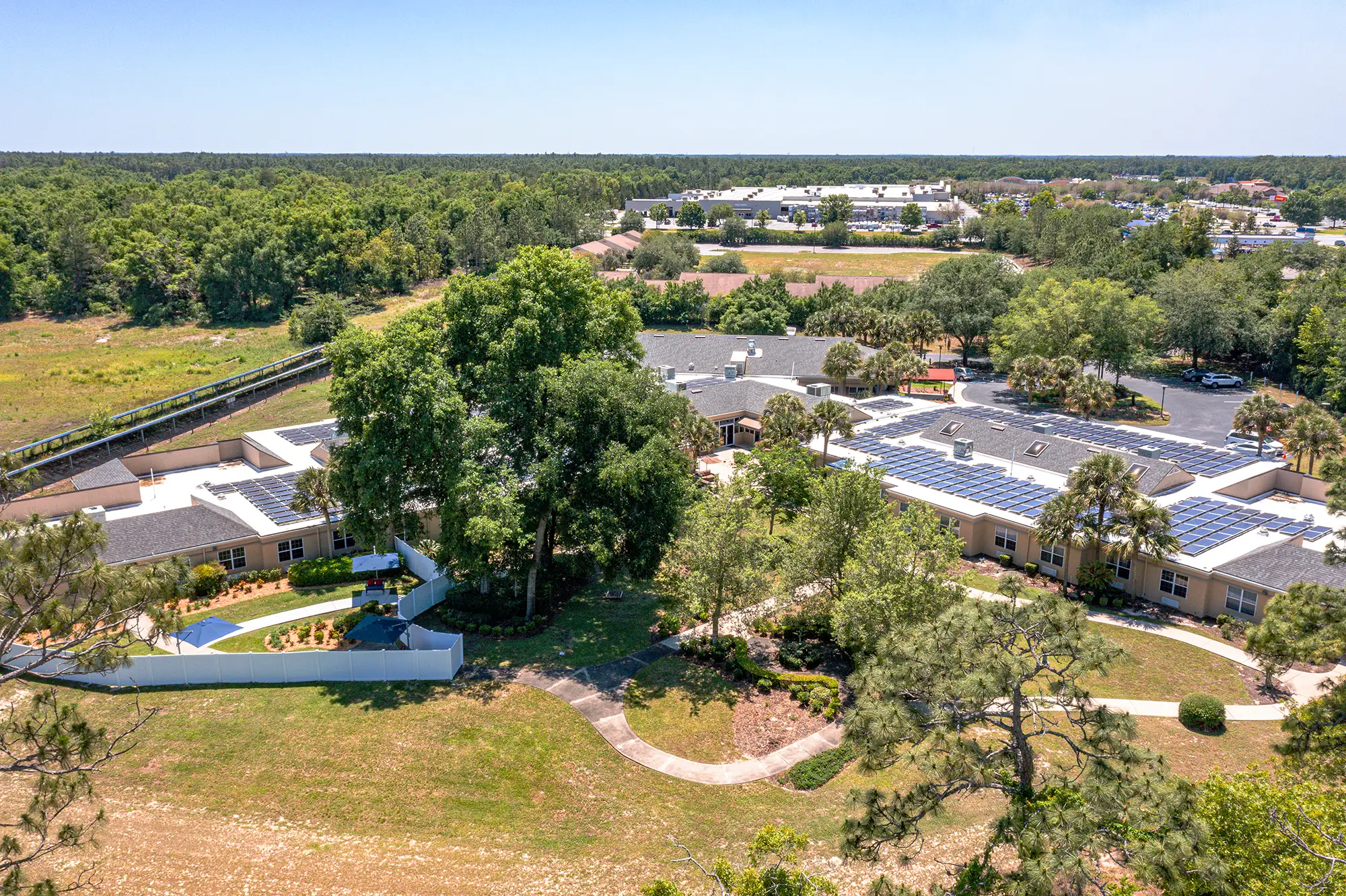 Aerial view of the Ocala Senior Living campus and surroundings