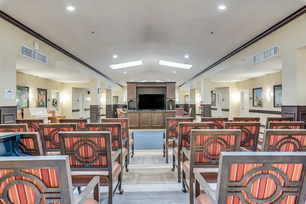 Interior view of a common area with seating