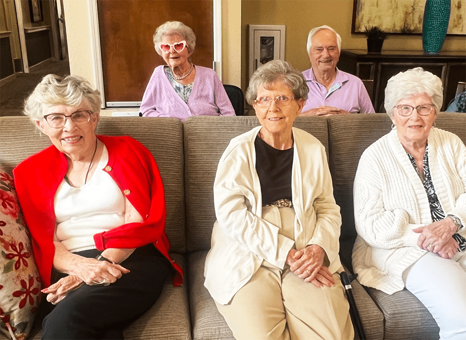 Residents sitting together in a common area