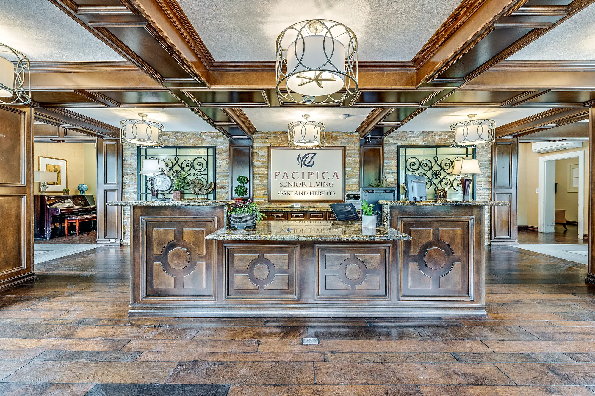 Interior view of the reception area at Oakland Heights