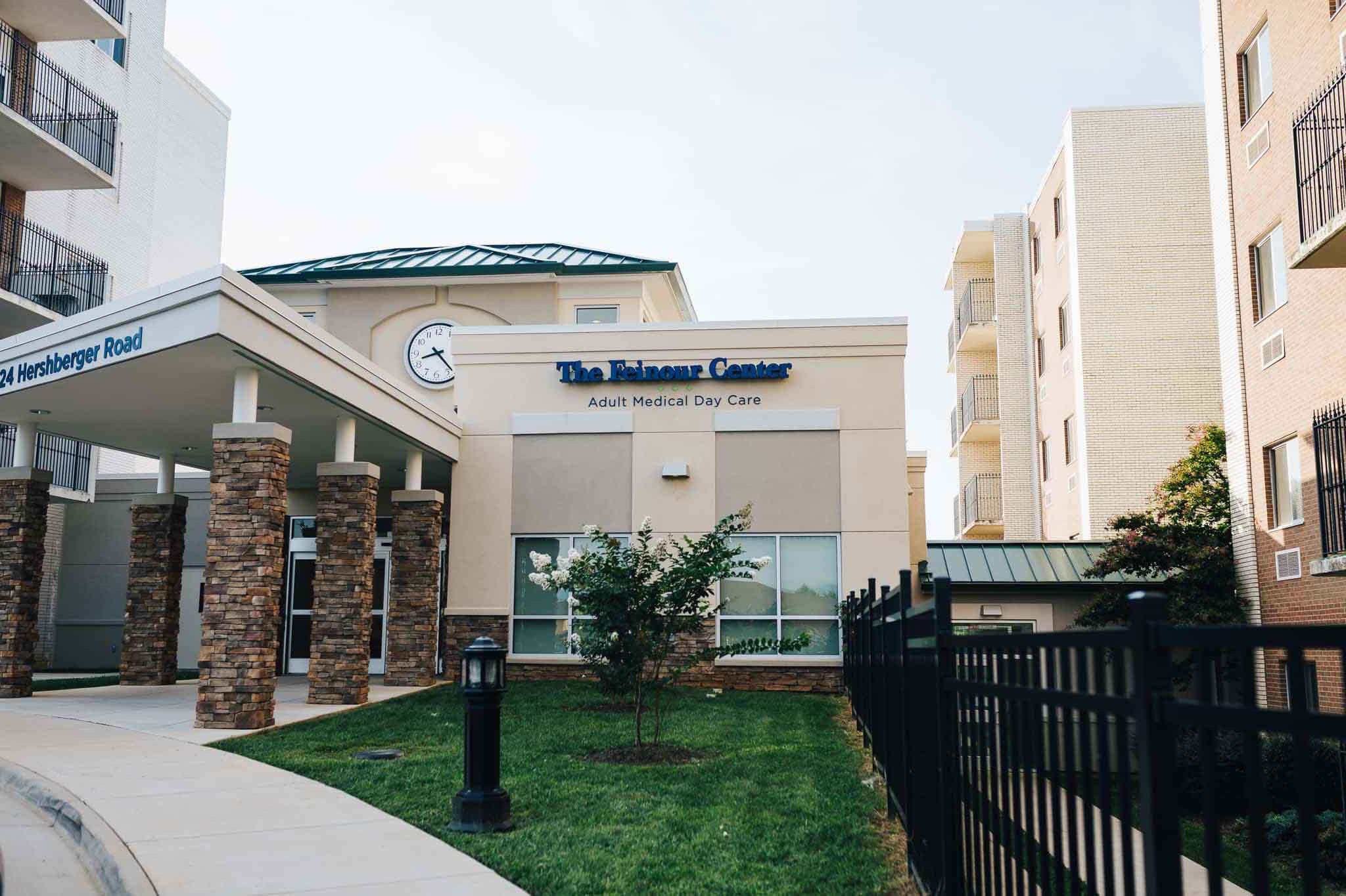 Exterior view of The Belmont Center with signage