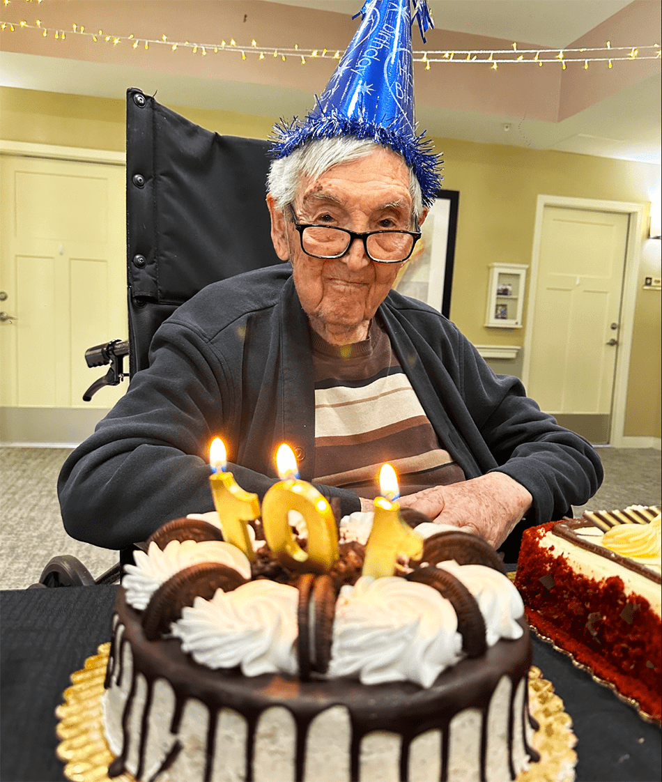 Celebrating a centennial birthday with cake