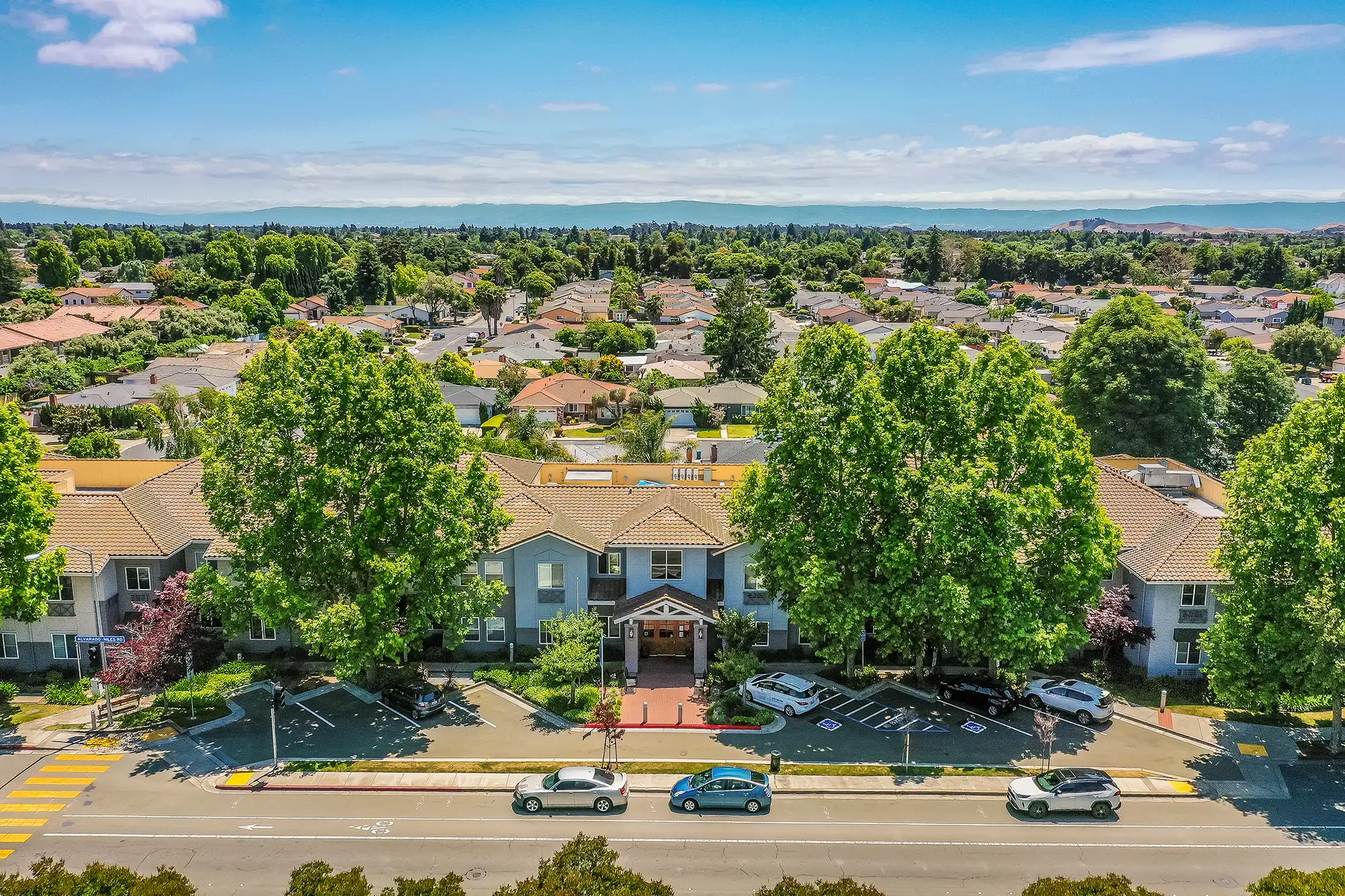 Aerial view of Pacifica Senior Living Union City campus