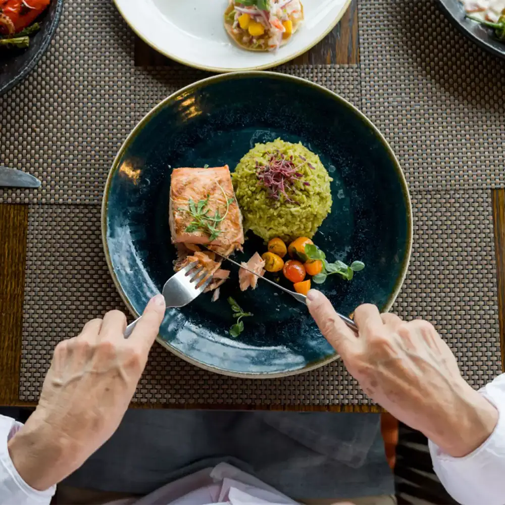 Close-up of a meal being enjoyed by a resident