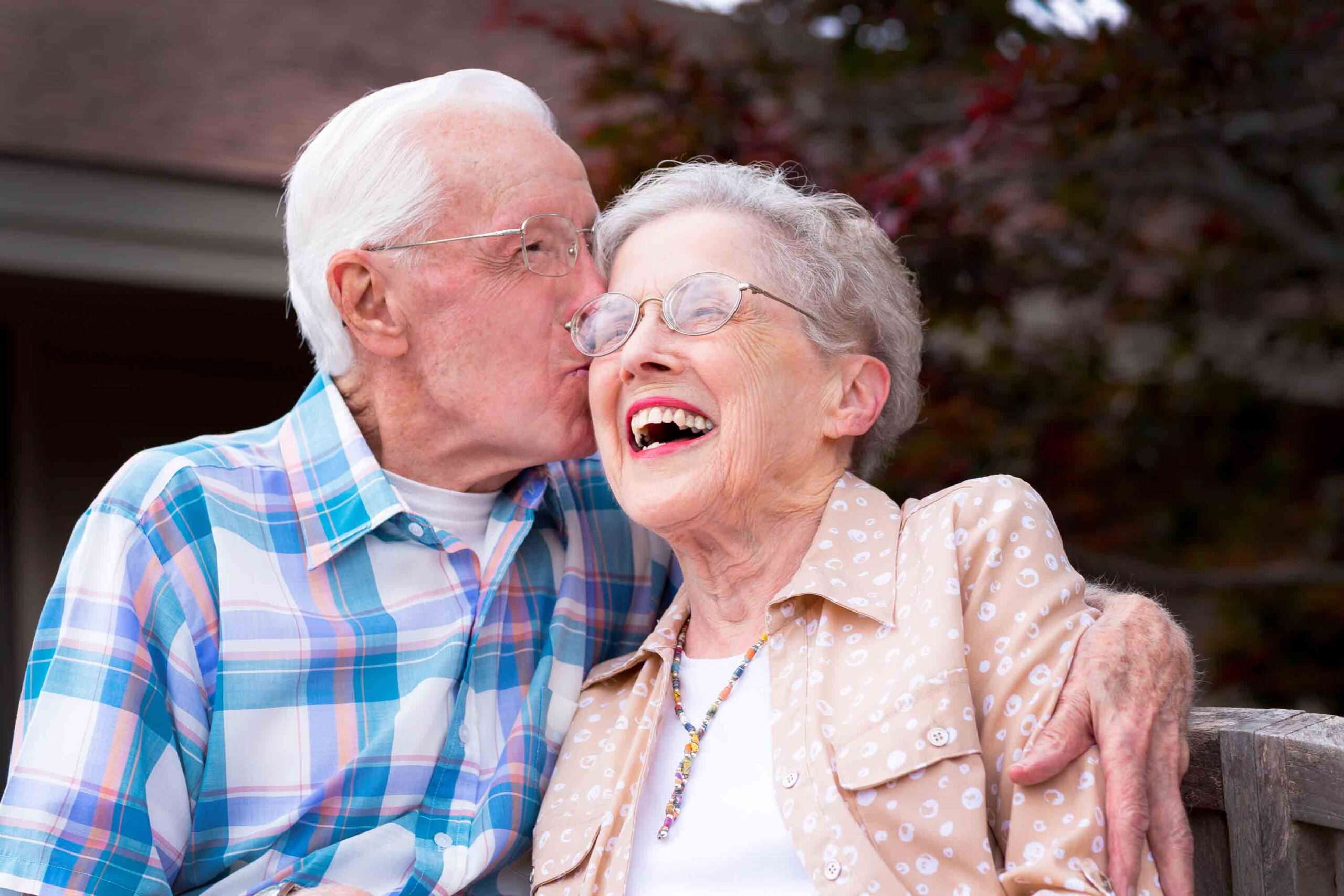 A couple smiling and enjoying each other's company