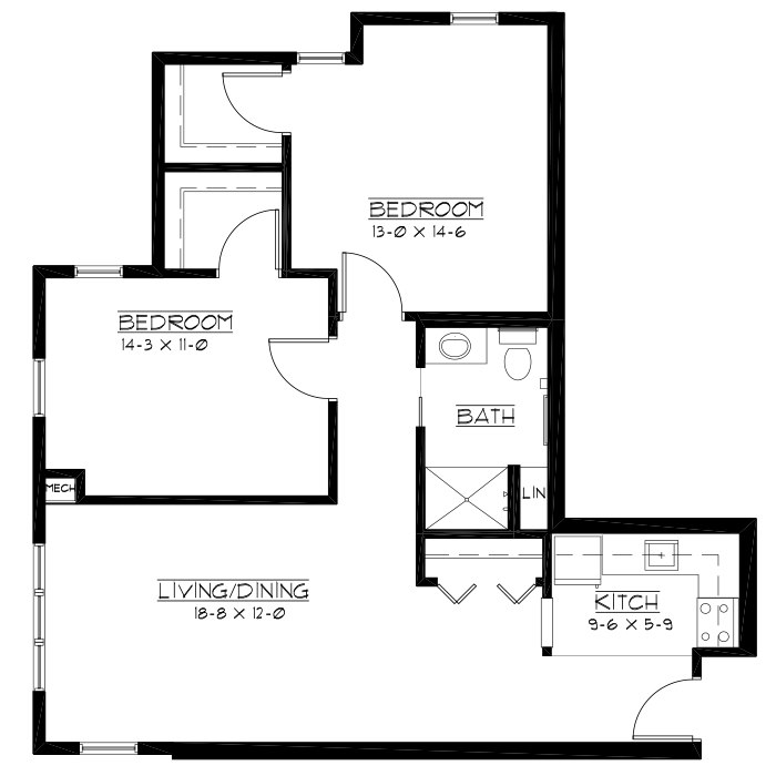 Architectural floor plan of a living space