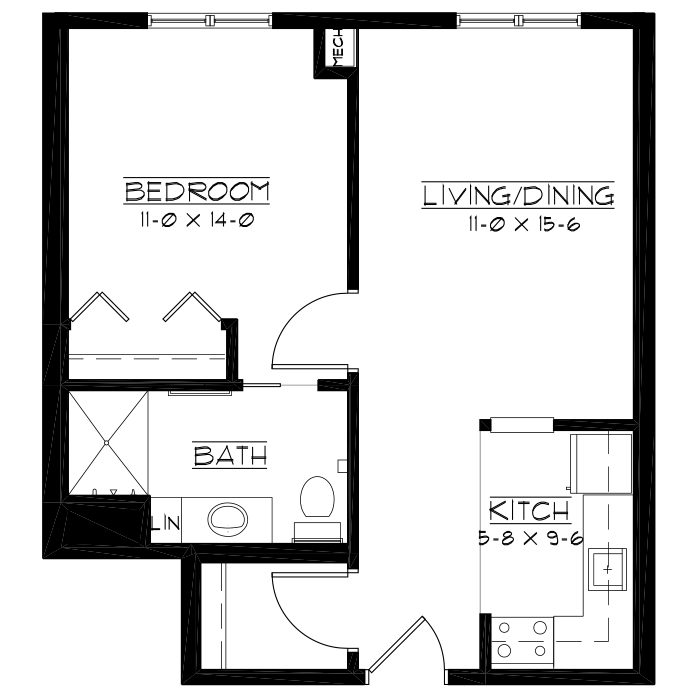 Architectural floor plan of a residential unit