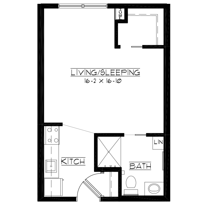 Architectural floor plan of a living space