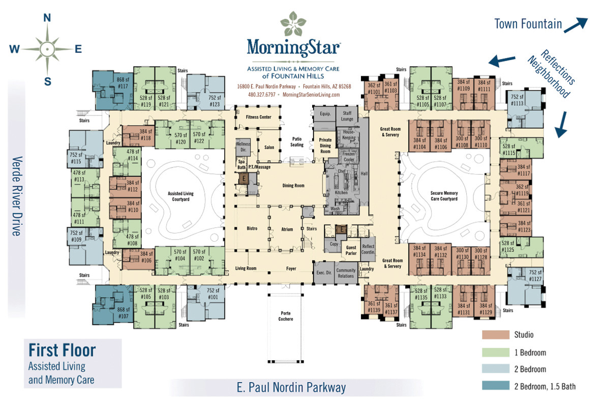 Floor plan of MorningStar Senior Living first floor