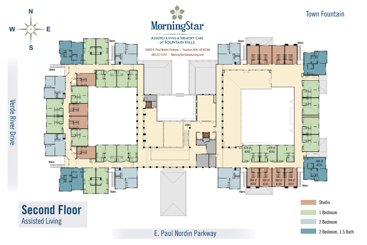 Architectural floor plan of the second floor layout