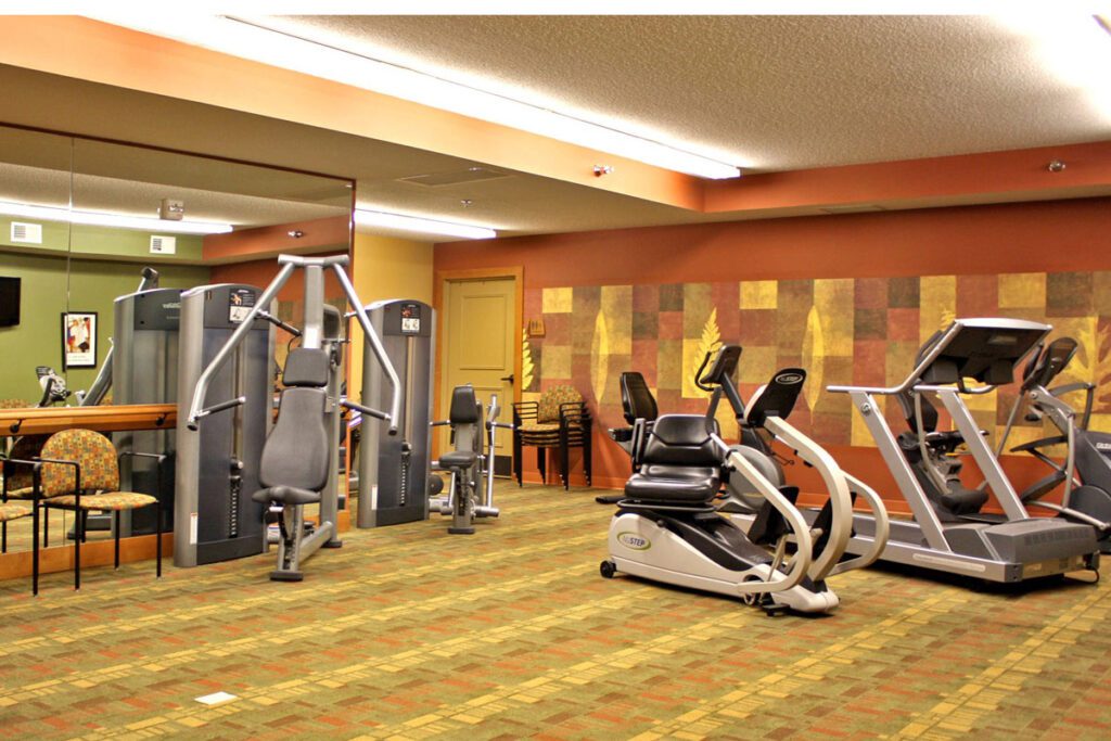 Interior gym area with exercise equipment