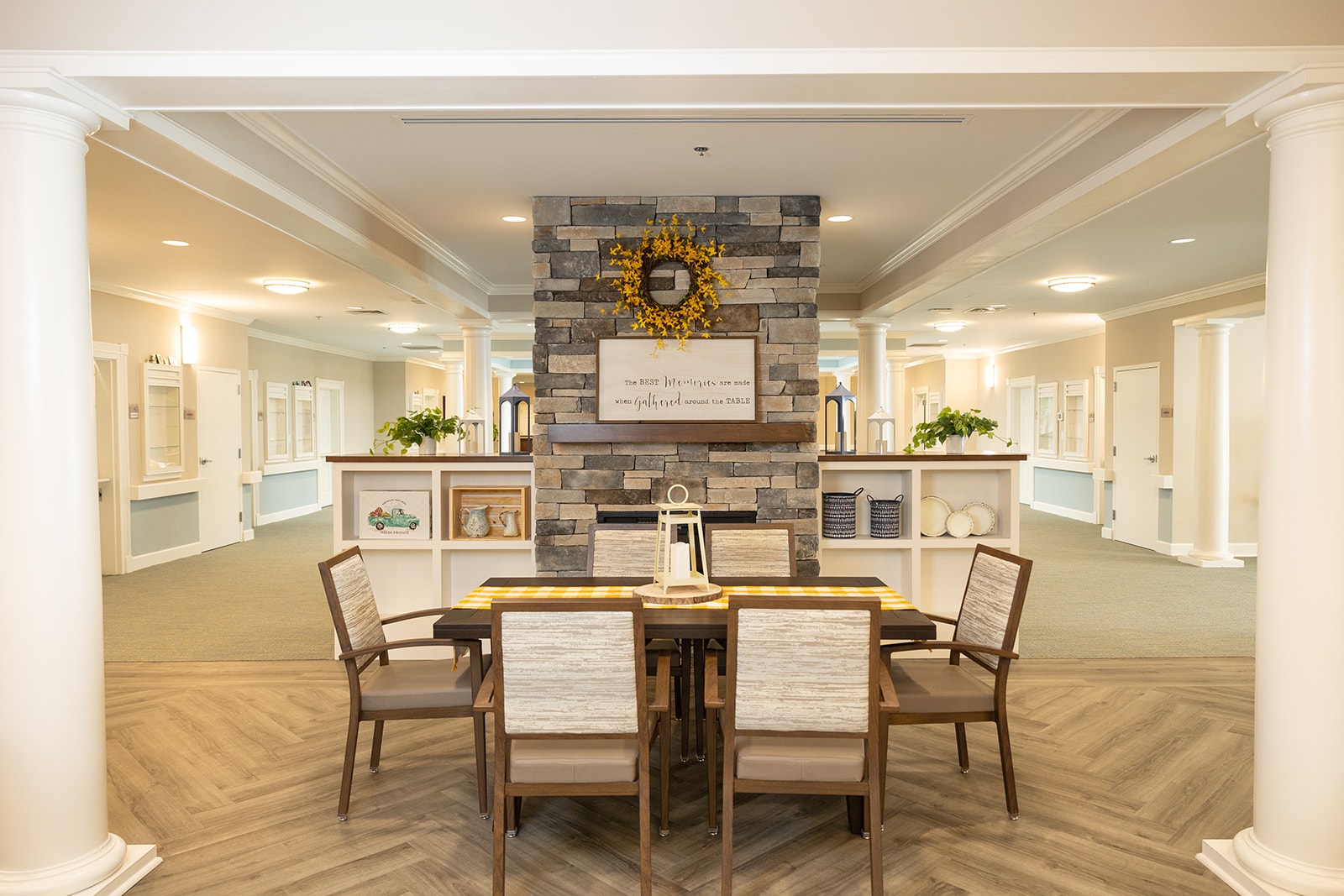 Interior common area with dining table and decor