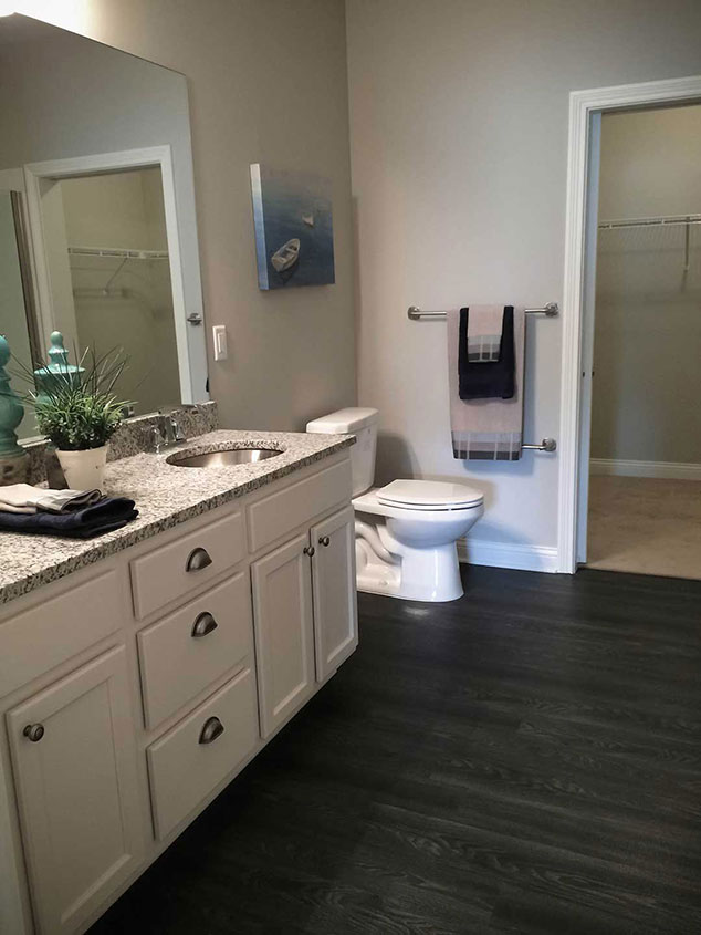 A well-lit bathroom with modern fixtures