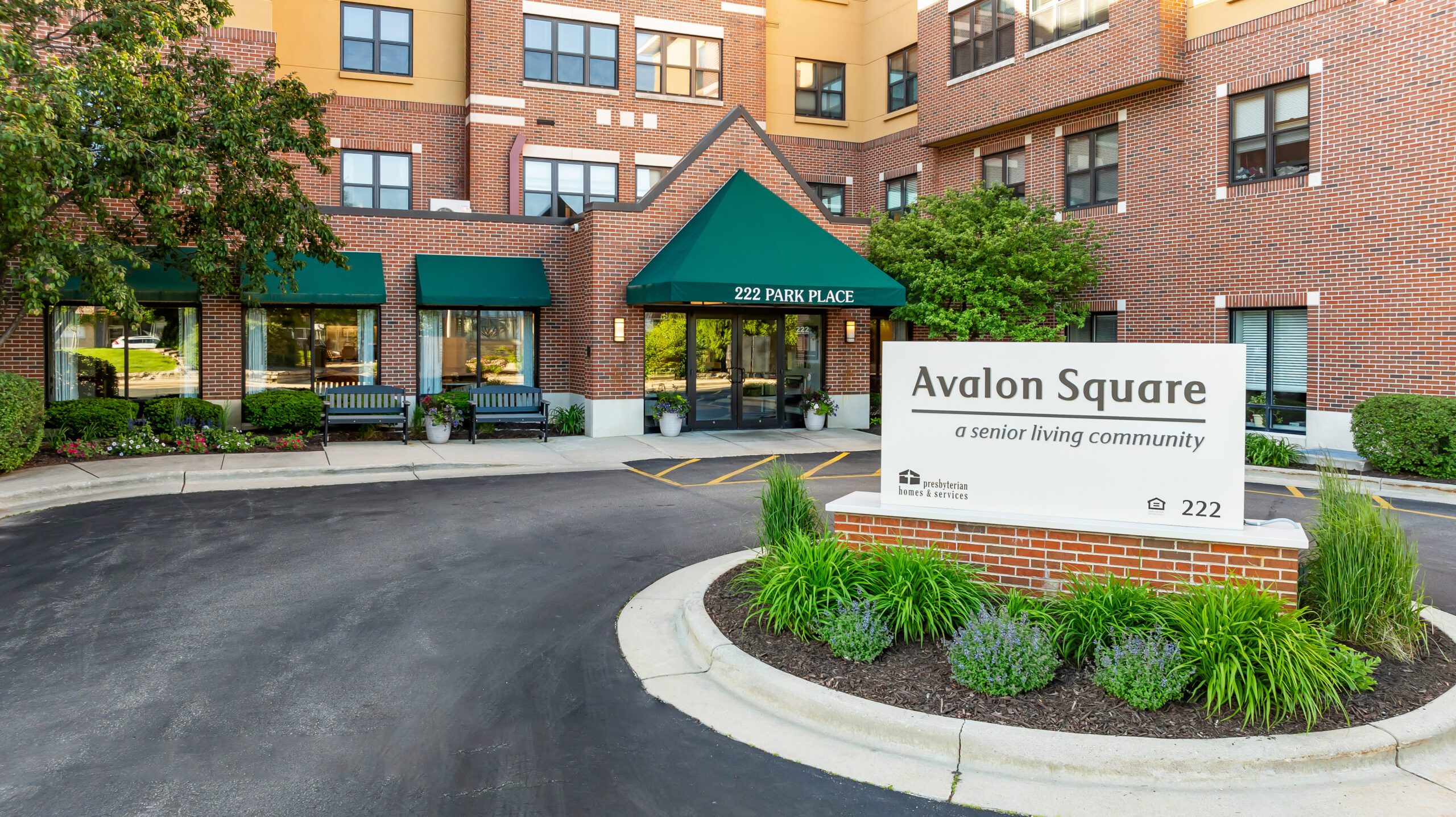 Exterior view of Avalon Square senior living community