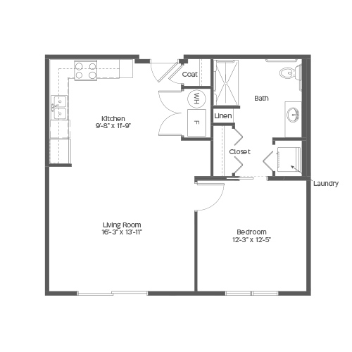 Architectural floor plan of an apartment layout