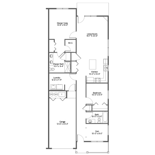 Architectural floor plan layout of a residence