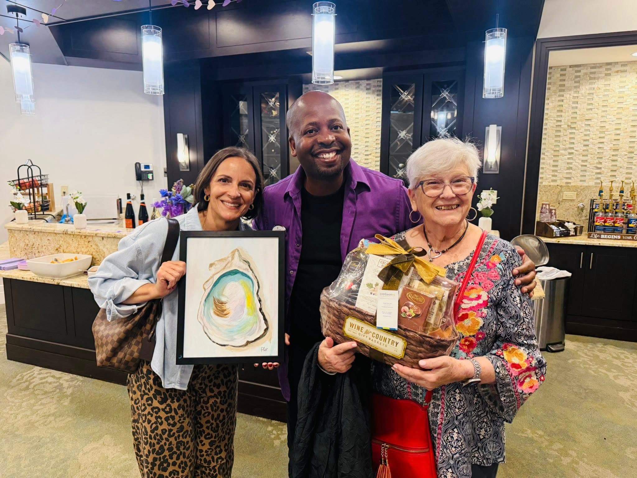 Residents participating in an art event at the facility
