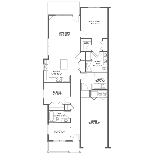 Architectural floor plan of a residential unit