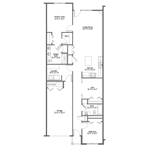 Architectural floor plan of a residential unit