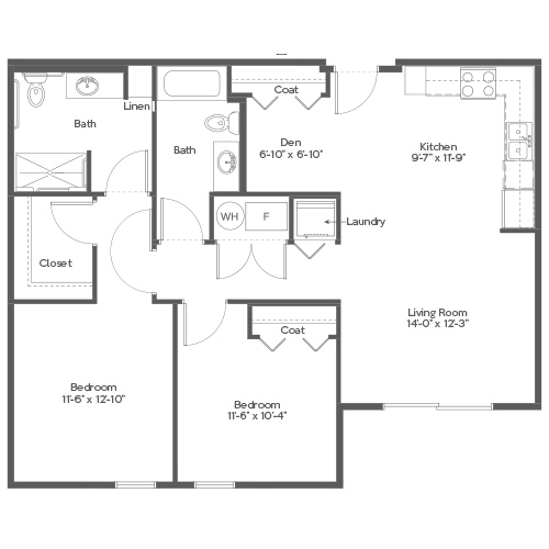 Architectural floor plan of a residential unit