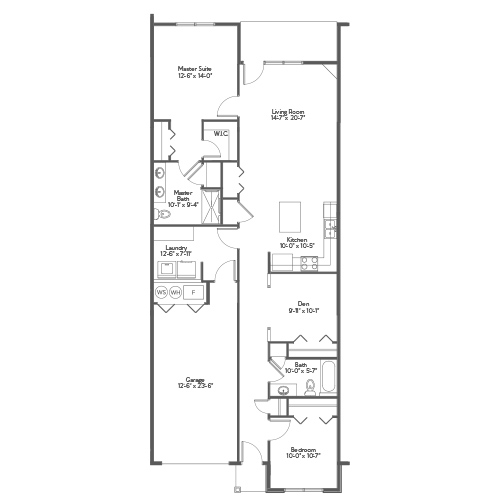 Architectural floor plan of a residential unit