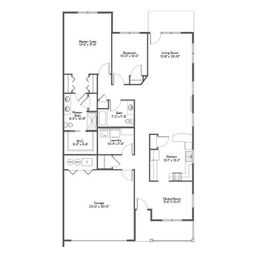 Architectural floor plan of a residence