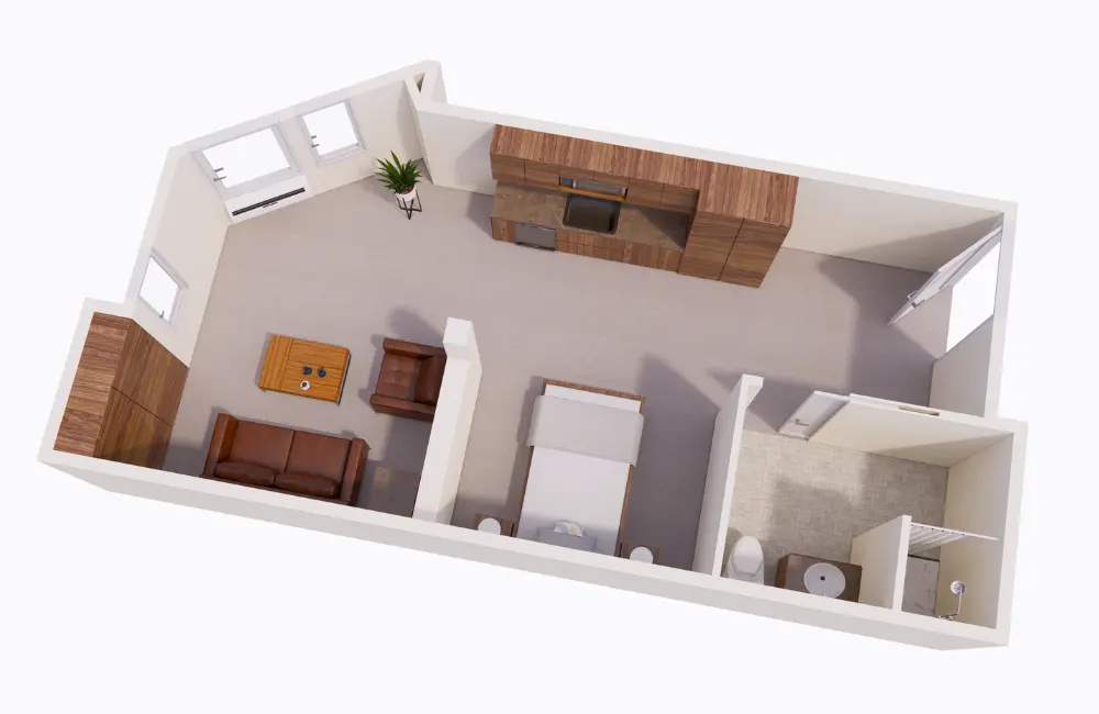 Architectural floor plan of a resident unit