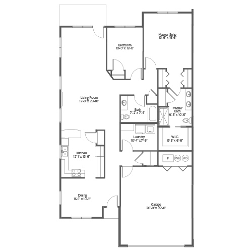Architectural floor plan of a residential unit