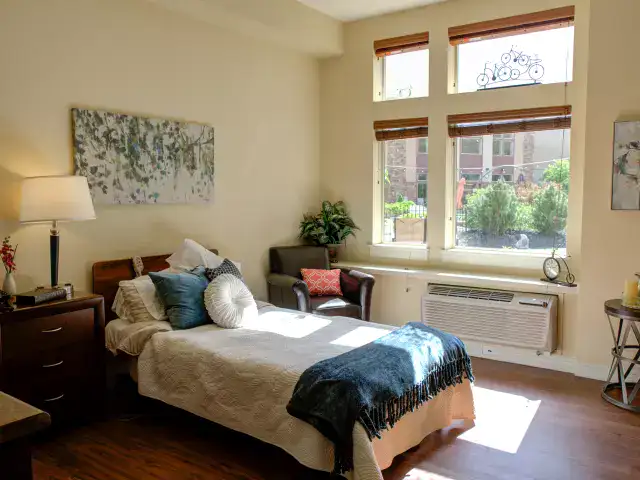 Bright and inviting resident room with natural light