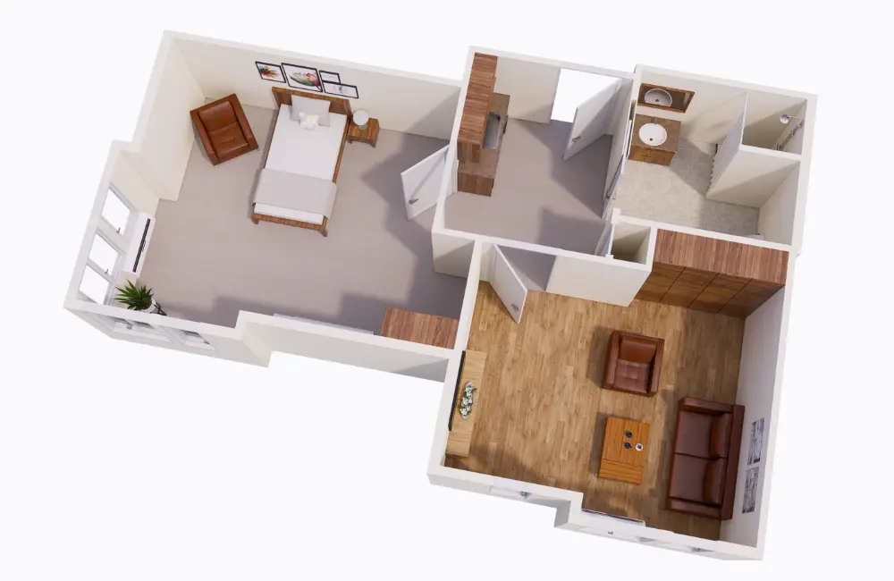 3D layout of a retirement community room