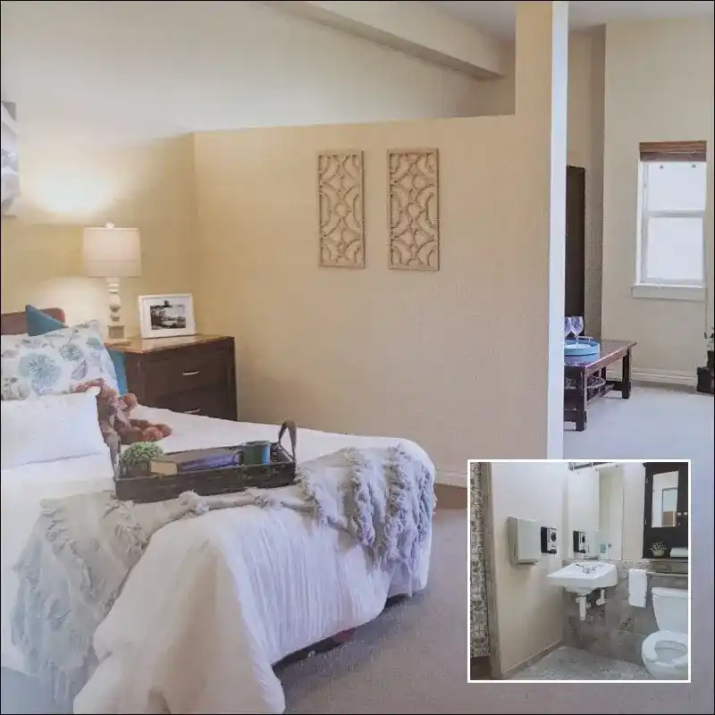 Cozy private resident room with furnishings and decor