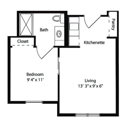 Floor plan of a residential unit layout