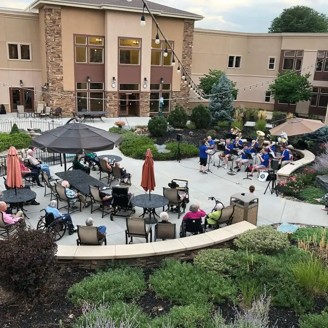 Residents enjoying a live band performance outdoors