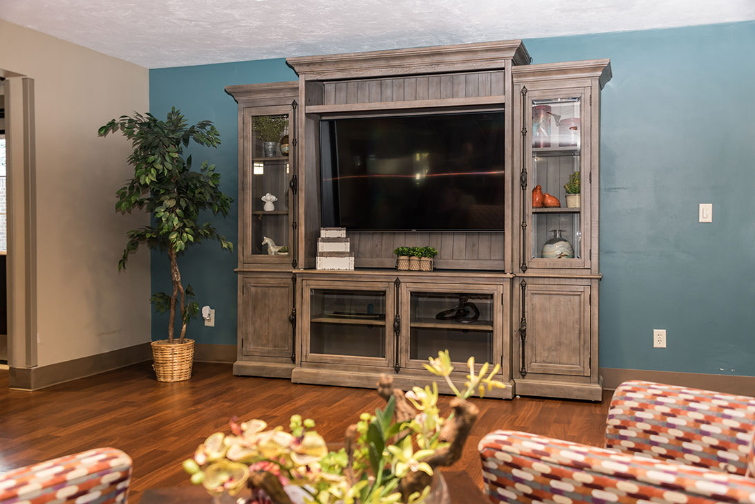 Cozy common area with furniture and TV